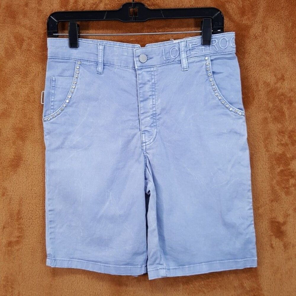 ZADIG & VOLTAIRE Shorts Womens Size 36 Light Blue Studded Denim Cotton PELIO